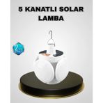 HERŞEYBURDAMODA 5 Kanatlı Solar Kamp Lambası – USB Şarjlı, Taşınabilir, IP65 Su Geçirmez Bahçe Lambası - Seçenek