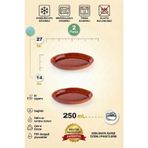 HerşeyTopraktan Toprak Güveç Tava Kremit Içi Doğal Sırlı (27x12 Cm) Oval Kayık Sunum Seti (2 Li Set)