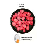 Herşeytrend 30 Adet 10 Mm Polimer Kil Fimo Boncuk Takı Bileklik + 1 Metre Lastikli Misina Hediye - Kalp Love