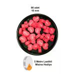 Herşeytrend 90 Adet 10 Mm Polimer Kil Fimo Boncuk Takı Bileklik + 5 Metre Lastikli Misina Hediye - Kalp Love
