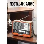 Herşeytrend Ahşap Görünümlü Retro Bluetooth Radyo Usb,Aux Ve Sd Kart Girişli