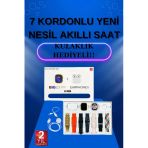 Herşeytrend Akıllı Saat 7 Kordonlu Kulaklık Hediyeli Nabız Ölçer Uyku Takibi Sesli Görüşme