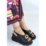 Herşeytrend Gwon Siyah Cilt Dolgu Topuk Sandalet