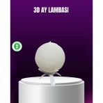 Herşeytrend Şarjlı 3D Baskılı 16 Renk Ay Lambası Ahşap Stand Ve Uzaktan Kumanda