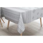 Herseyygüzell Pvc Silinebilir Muşamba Masa Örtüsü - 140 x 300 cm - Beyaz - Gri