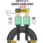 Herz Hdmı 2.1 Kablo 8k Ultra Hdtv 3 Metre, 8k 60hz, 4k 120hz, 7680p Hdr 2.1v 48gbs Görüntü Kablosu