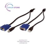 Herz KVM (Keyboard/Video Monitor/Mouse) İçin Ahtapot Kablo, 3 metre, siyah renk, 1 x VGA HDDB15 Erkek, 1