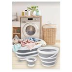 Herza House Katlanır Çamaşır Sepeti 3 Lü Set- Katlanabilir Akordiyon Su Kovası -maşrapa