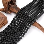 HERZONE Siyah lav boncukları 378 adet 6 mm şans lav taşı, volkanik taş, doğal taş, bileklik, takı, delikli (6 mm)