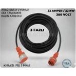 Hes Kablo Araç Şarjı Uyumlu Trifaze 380 Volt (12-50 Metre) 5x4 Yüzde Yüz Tam Bakır Uzatma Kablosu (Sanayi Cihazılarinda Kullanılır) - 35 METRE