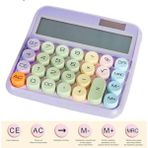 Hesap Makinesi Daktilo Stili Büyük LCD Ekran Kolay Okuma Yuvarlak Tuşlu Hesap Makinesi 12 Haneli 20 Tuşlu - Açık Mor - 27 Tuşlu 15x14.5 cm