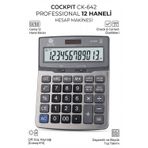 Hesap Makinesi Gri 15X20 Cm 1 Adet Cockpıt Ck-642 12 Haneli Büyük Boy Hafızalı Ofis Büro Masaüstü Hesap Makinası