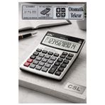 Hesap Makinesi Siyah 12X16 Cm 1 Adet Csl Cs-8113-120 12 Haneli Orta Boy Okul Ofis Büro Masaüstü Hesap Makinası