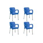 Hesapli 4 Adet Metal Ayakli Plastik Sandalye Mavi