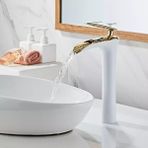 Hesaplı Çarşım Beyaz Gold Çanak Yeni Şelale Lavabo Bataryası - Beyaz - Gold