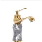 Hesaplı Çarşım Gold Mermer Desen Düz Lavabo Bataryası