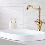Hesaplı Çarşım Pirinç Gold Rustik Çanak Lavabo Bataryası
