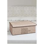 Hesaplı Kasa Keçe Kapaklı Çok Amaçlı Baza Saklama Kutusu, Hurç, Bej, 50 x 40 x 19 cm, 38 Litre - Çok Renkli