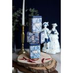 Hesaplı Kasa Lisbon Desenli 3'lü Kare Metal Saklama Kabı Seti, 7,5 x 7,5 x 10 Cm, 0,5 Lt - 500 ml