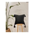 Hestia Home Kırlent Kılıfı Yastık Kılıfı Püsküllü Keten Siyah 50x30 Cm