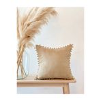 Hestia Home Mini Ponponlu Yastık Kılıfı Kırlent Kılıfı Bej 50x30 Cm