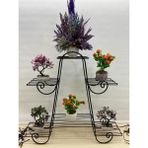 Heticaret Metal Ferforje Oval Çiçeklik Saksılık Bahçe 80X83 cm - Siyah