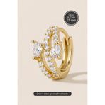 Hetra Altın Renkli Cerrahi Çelik Zirkon Taşlı Sarmal Halka Piercing - Helix, Kıkırdak