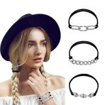 Heveer Bileklik Saç Lastiği Saç Lastiği Set Kız Moda Saç Aksesuarları 3 Adet Gümüş