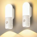 Hevolt Hareket Sensörlü LED Gece Lambası, Parlaklık Ayarı Yapılabilir, 3 Modlu, Kablosuz, Merdiven, Koridor, Yatak Odası, Çocuk Odası Aydınlatması, USB Şarj Edilebilir Işık, LED Manyetik Lamba - Beyaz - Beyaz