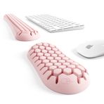 HEWYIOS Klavye Bilek Dinlenme Seti, Petek Tasarımı, Ergonomik Bilek Fare Destek pedini kullanır. Yumuşak Silikon Yazma Bilek Ağrısını hafifletir, Ofisler, Evler, Oyunlar, Dizüstü Bilgisayarlar için Uygun
