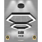 Hexagon Piramit ( Siyah Kasa, Beyaz Işık ) Ledli Modern Sarkıt LED Avize - 2