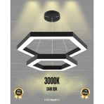 Hexagon Piramit ( Siyah Kasa, Sarı Işık ) Ledli Modern Sarkıt LED Avize - 2
