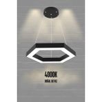 Hexagon ( Siyah Kasa, 4000K Işık Rengi ) Modern LED Avize, Salon, Mutfak, Oturma Yatak Odası Sarkıt - 1 - Beyaz