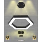 Hexagon ( Siyah Kasa, Sarı Işık ) Ledli Modern Sarkıt LED Avize, Salon, Mutfak, Oturma Yatak Odası
