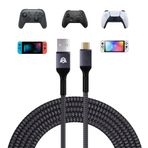 HEXGAMING PS5 Kumandası için 13,12FT Şarj Kablosu, Oyun Pedi için Yedek USB C Kablosu, Xbox Core/Elite Series 2 / Switch Pro Kumandası için Evrensel Veri Kablosu Aksesuarları