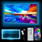 HEXJOSGL Televizyon için LED ışık, 40 – 55 inç TV için 4 m LED şerit ışık, RGB TV arka plan aydınlatması, müzik senkronizasyonu, Bluetooth uygulaması ve uzaktan kumanda, 5 V USB şerit ışık, ev