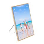Hexsonhoma Akrilik 10 x 15 cm altın kenarlı fotoğraf çerçevesi, şeffaf manyetik plastik resim çerçevesi, ayaklı kristal akrilik resim çerçevesi, stand, ofis, ev, marka reklamvereni için