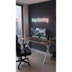 hey modüler mobilya 120 cm Gaming Profesyonel Oyuncu Masası Ceviz Tabla, Beyaz Metal Ayaklı Hey Gaming