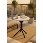 Hey Modüler Mobilya 50 cm Yuvarlak Balkon Masası & Yemek Masası 73 cm Yükseklik Beyaz Tabla, Siyah Metal Ayaklı Yıldız Model