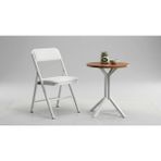 Hey Modüler Mobilya 50 cm Yuvarlak Balkon Masası & Yemek Masası 73 cm Yükseklik Ceviz Tabla, Beyaz Metal Ayaklı Yıldız Model - Ceviz - Beyaz