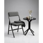 Hey Modüler Mobilya 50 cm Yuvarlak Balkon Masası & Yemek Masası 73 cm Yükseklik Siyah Mermer Tabla, Siyah Metal Ayaklı Yıldız Model