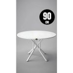 Hey Modüler Mobilya 90 Cm Selin Yuvarlak Beyaz Mutfak Masası Yemek Masası Balkon Masası Metal Beyaz Ayak - Beyaz - Beyaz