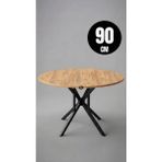 Hey Modüler Mobilya 90 cm Selin Yuvarlak Çam Mutfak Masası Yemek Masası Balkon Masası Metal Siyah Ayak