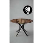 Hey Modüler Mobilya 90 Cm Selin Yuvarlak Kemençe Mutfak Masası Yemek Masası Balkon Masası Metal Siyah Ayak - Kahverengi