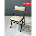 Hey Modüler Mobilya Cappuccino Katlanır Sandalye Siyah Kapuçino Deri