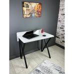Hey Modüler Mobilya Hayal Beyaz Çalışma Masası Bilgisayar Ofis Masası Metal Siyah Ayak 90 cm - Beyaz - Siyah - 90x52 cm