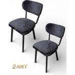 Hey Modüler Mobilya Hey Elma Mutfak Yemek Sandalyesi Salon Balkon Sandalyesi Siyah Baby Face Kumaş 2'li - 2'Li Renk