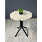 Hey Modüler Mobilya İkra 60 CM Yuvarlak Traverten Balkon ve Yemek Masası