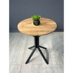 hey modüler mobilya İkra Yuvarlak Atlantik Çam Mutfak Yemek Masası Balkon Masası Siyah Ayak 60 cm