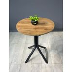 hey modüler mobilya İkra Yuvarlak Ceviz Mutfak Yemek Masası Balkon Masası Siyah Ayak 60 cm